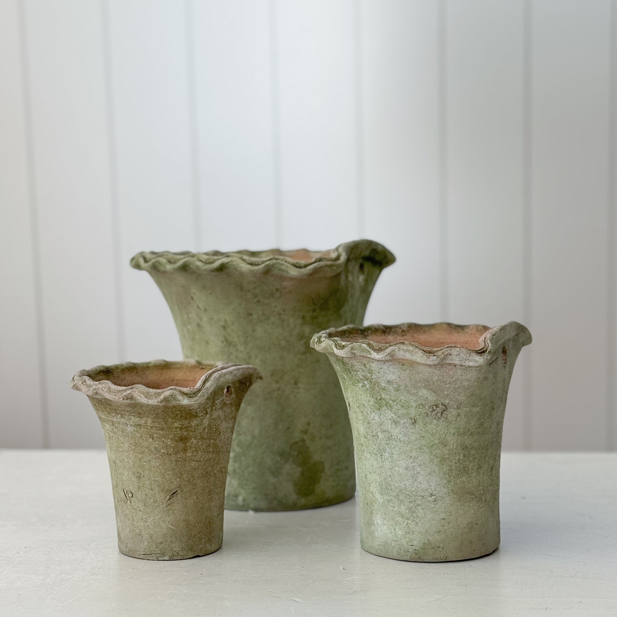 Aged Terra Cotta Piecrust Wall Planter