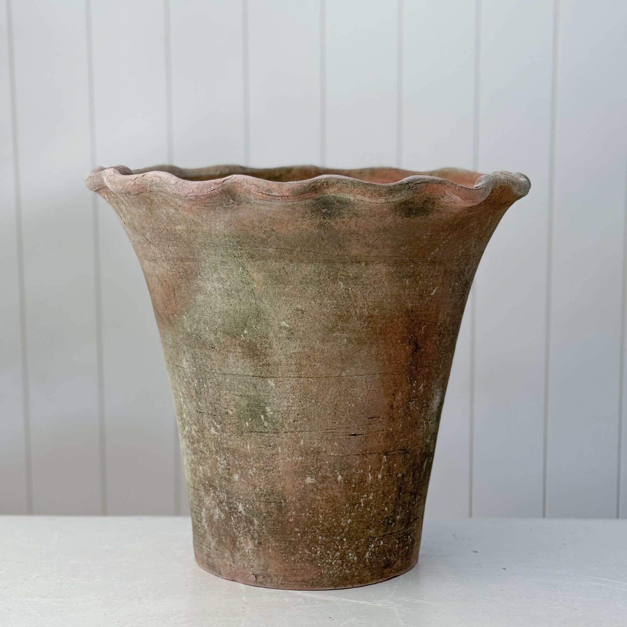 Aged Terra Cotta Scallop Planter