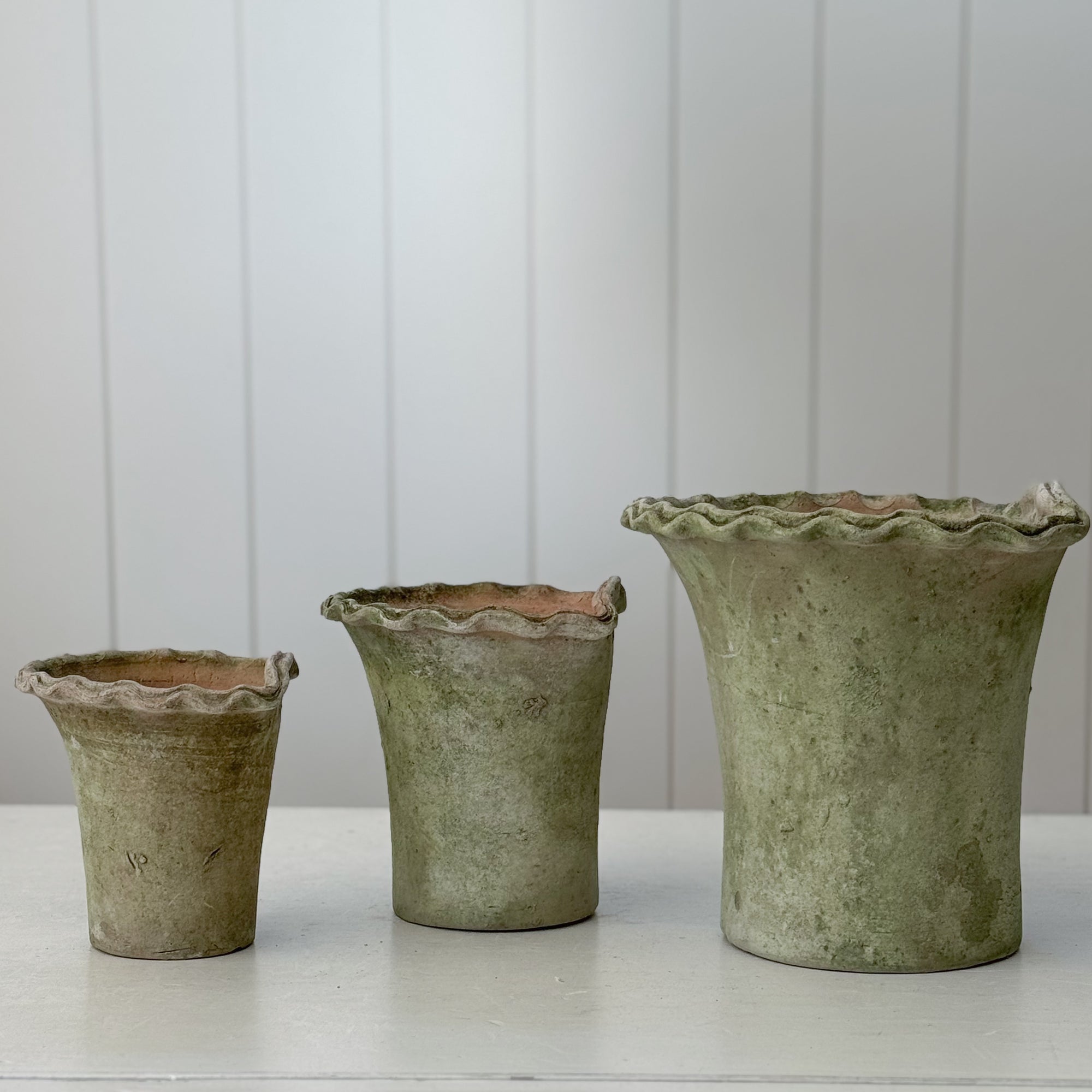 Aged Terra Cotta Piecrust Wall Planter