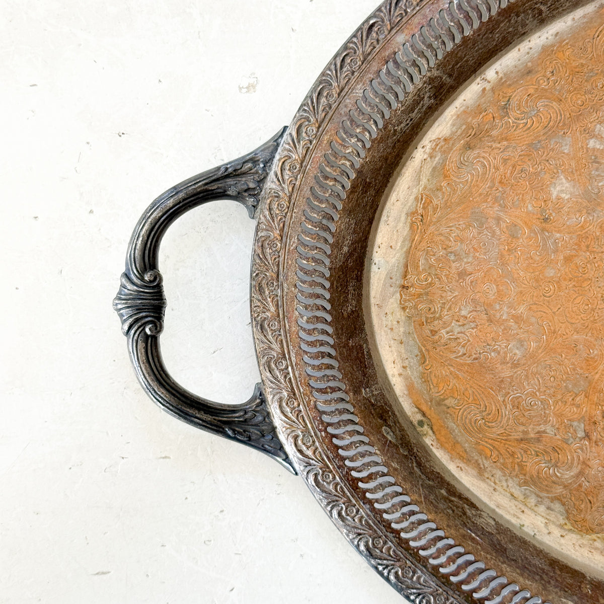 Antique Patinaed Silver Tray