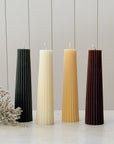 8" Fluted Beeswax Pillar Candle | Vintage Lace