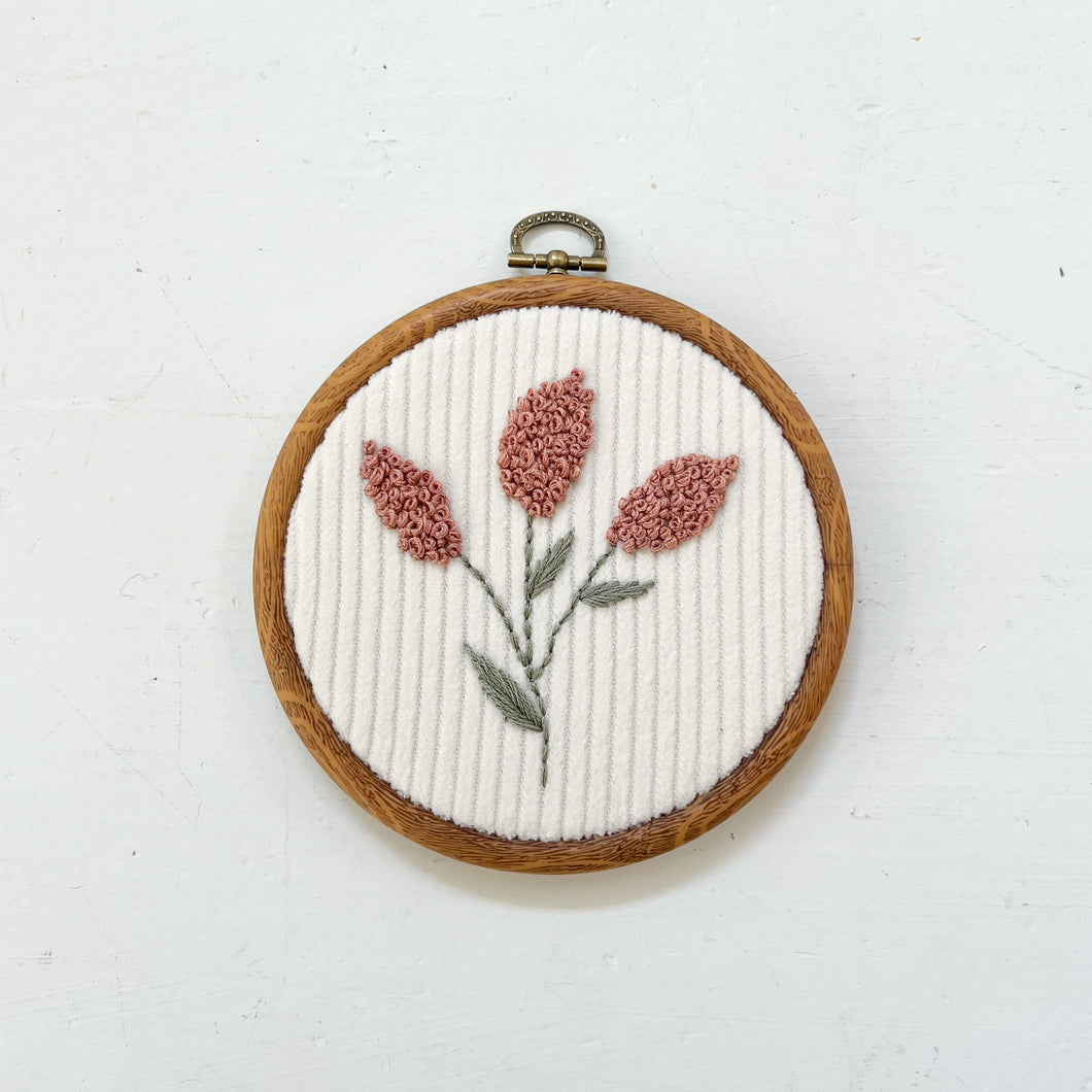 Round Corduroy Flowers | Hoop Heirloom Hand-Embroidered Nursery Keepsake