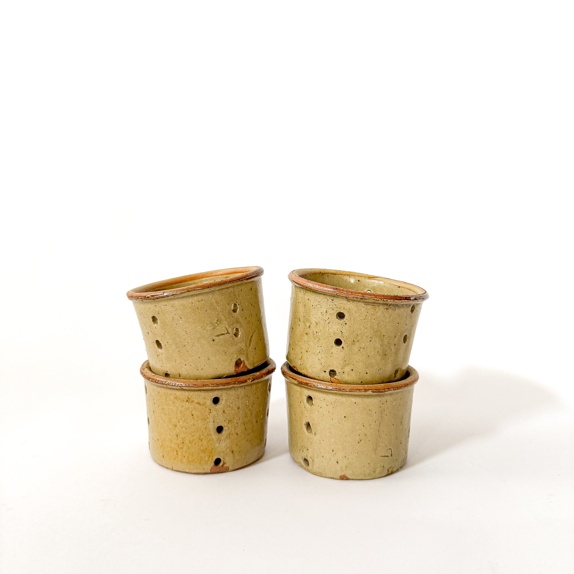 Beige Faisselles with Brown Rim