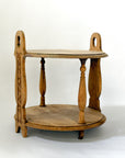 Hand-Carved French Oak Round Tiered Side Table with Handles