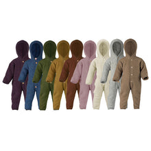 Load image into Gallery viewer, Organic Baby Wool Fleece Hooded Coverall | Saffron
