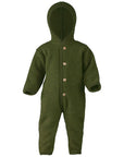 Organic Baby Wool Fleece Hooded Coverall | Moss