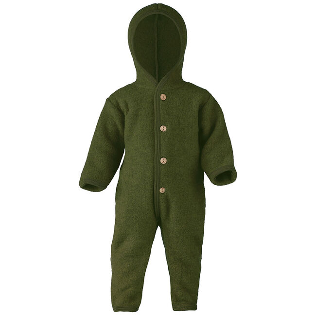 Organic Baby Wool Fleece Hooded Coverall | Moss