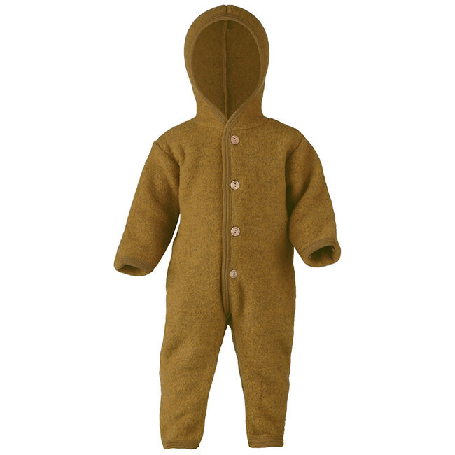 Organic Baby Wool Fleece Hooded Coverall | Saffron
