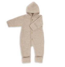 Load image into Gallery viewer, Organic Baby Wool Fleece Hooded Coverall | Sand
