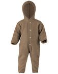 Organic Baby Wool Fleece Hooded Coverall | Walnut