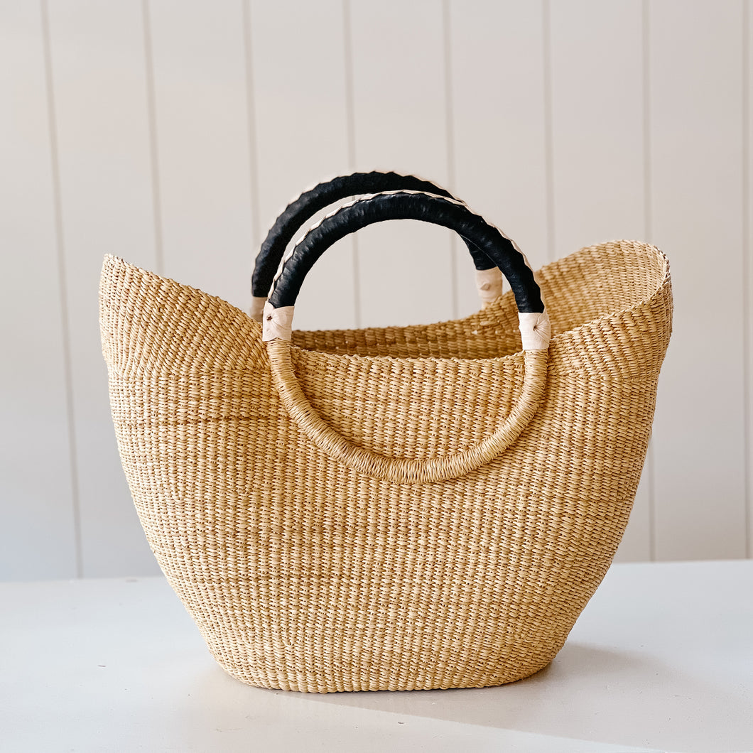The Sag Harbor Tote | Natural with Leather Handle