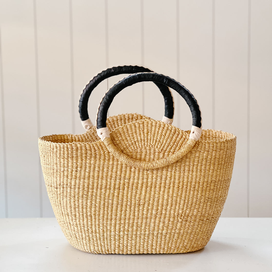 The Vineyard Tote | Natural with Leather Handle