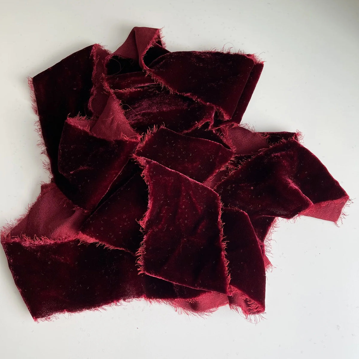 Hand-dyed Silk Velvet Ribbon | Garnet | 2" x 3 Yards