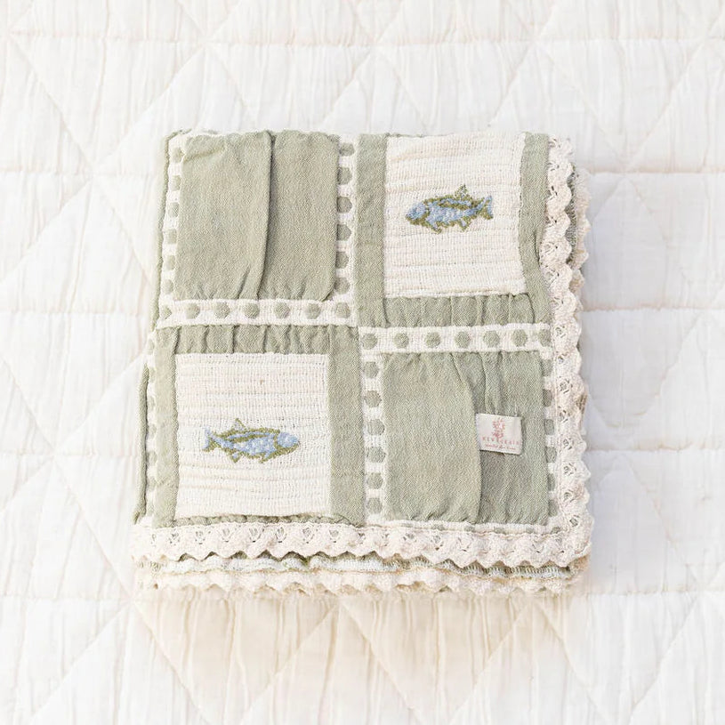 Crochet Patchwork Fish Blanket