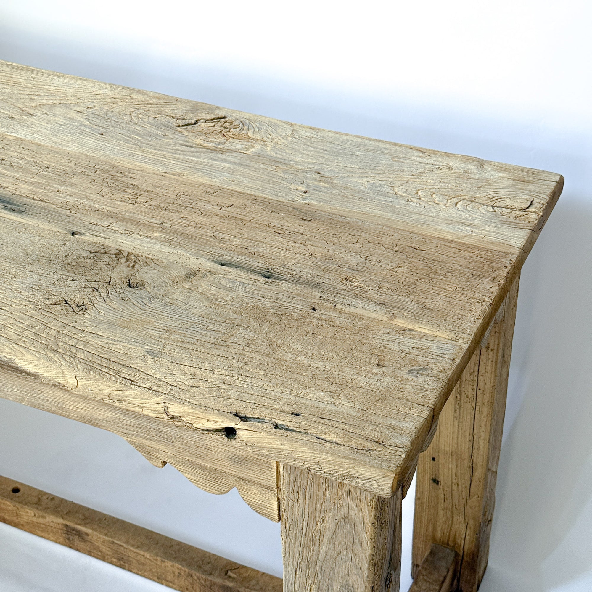 Reclaimed Mulberry Farm Table with Scalloped Apron