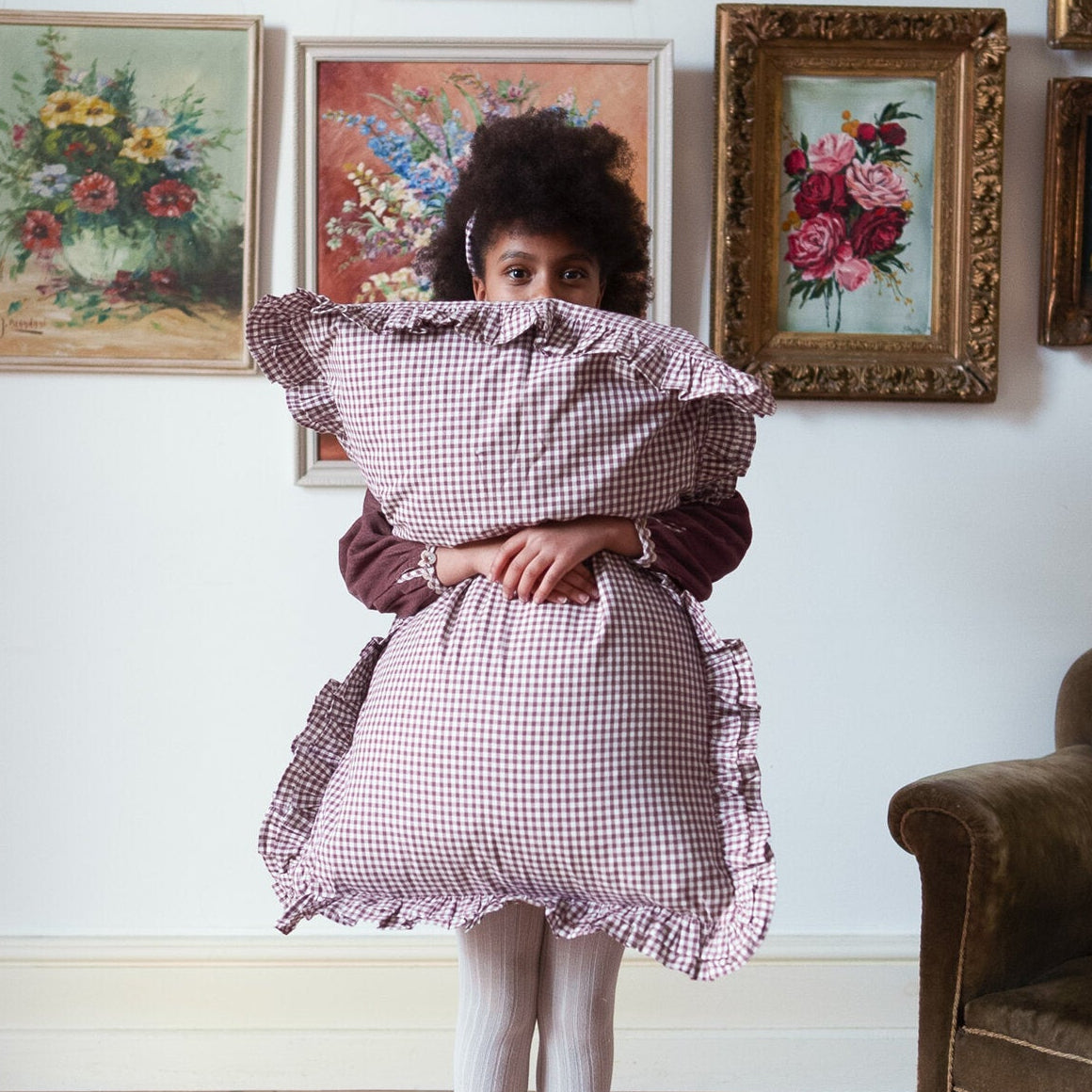 Children's Ruffle Pillowcase | Sugarplum Check