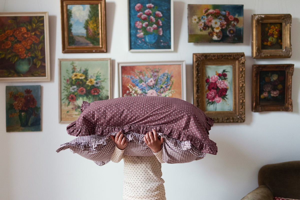 Children's Ruffle Pillowcase | Sugarplum Check