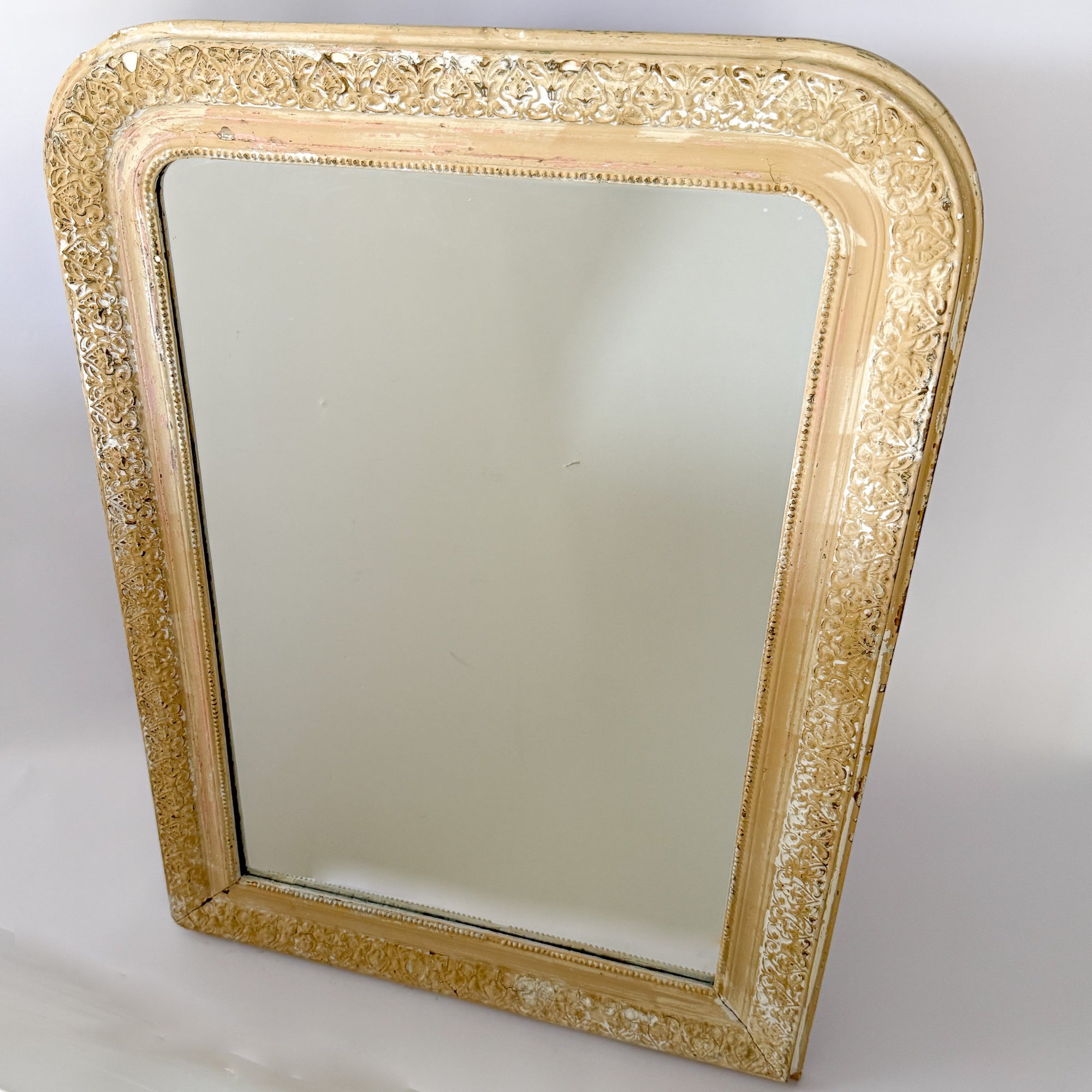 Antiqued White Louis Philippe Mirror No.91 | France