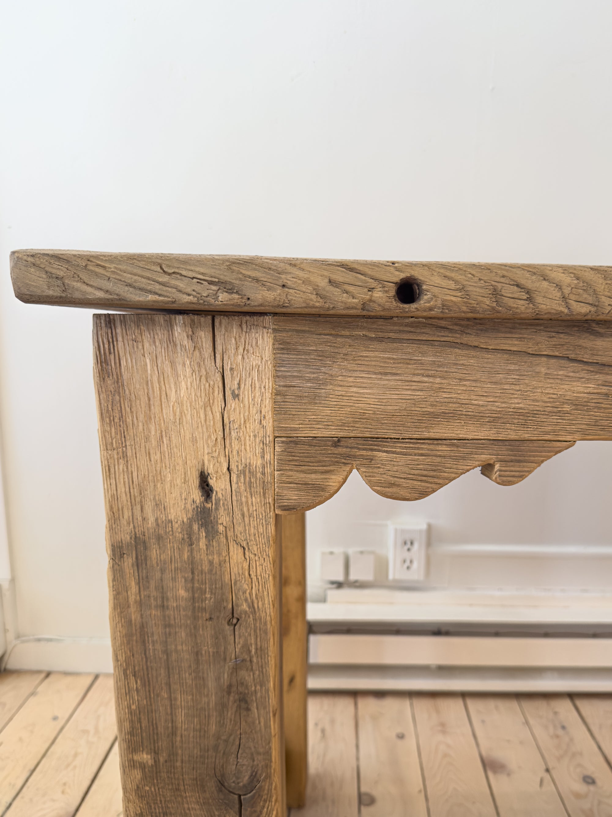 Reclaimed Mulberry Farm Table with Scalloped Apron