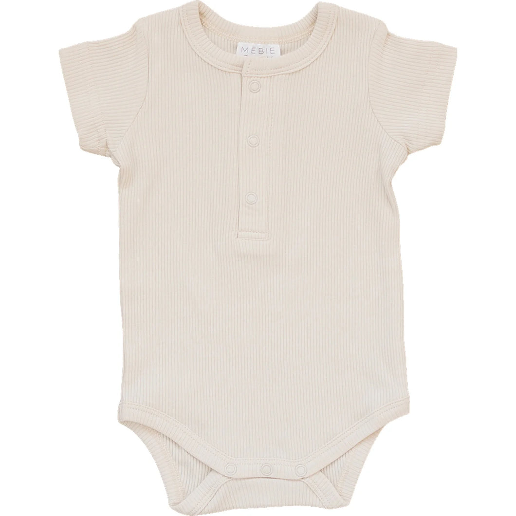 Organic Cotton Ribbed Short Sleeve Onesie | Vanilla