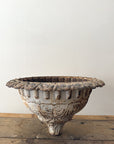 Patinated Cast Iron Scalloped Garden Urn