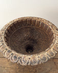 Patinated Cast Iron Scalloped Garden Urn