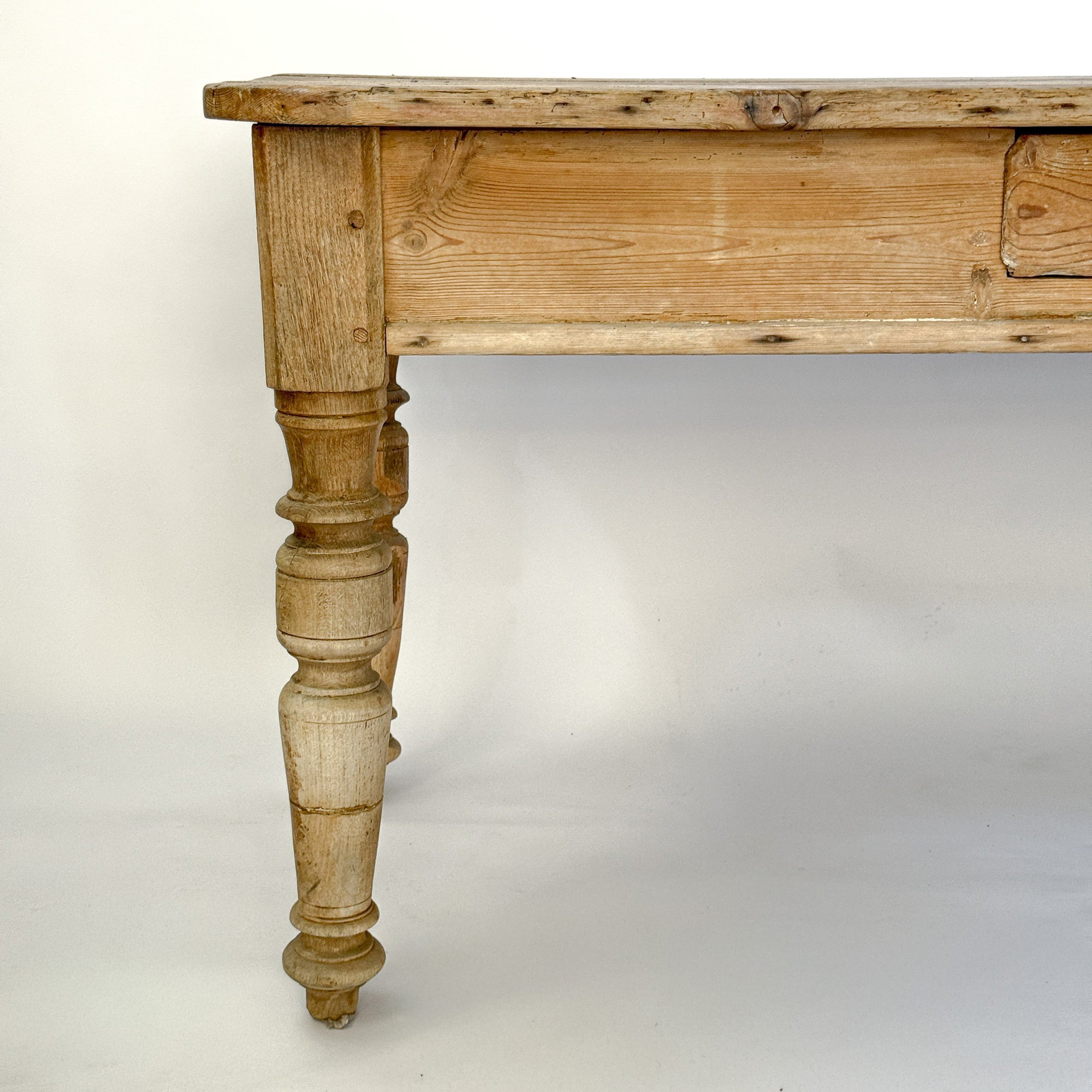 Antique Scrubbed Pine European Console Table + Desk