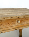 Antique Scrubbed Pine European Console Table + Desk