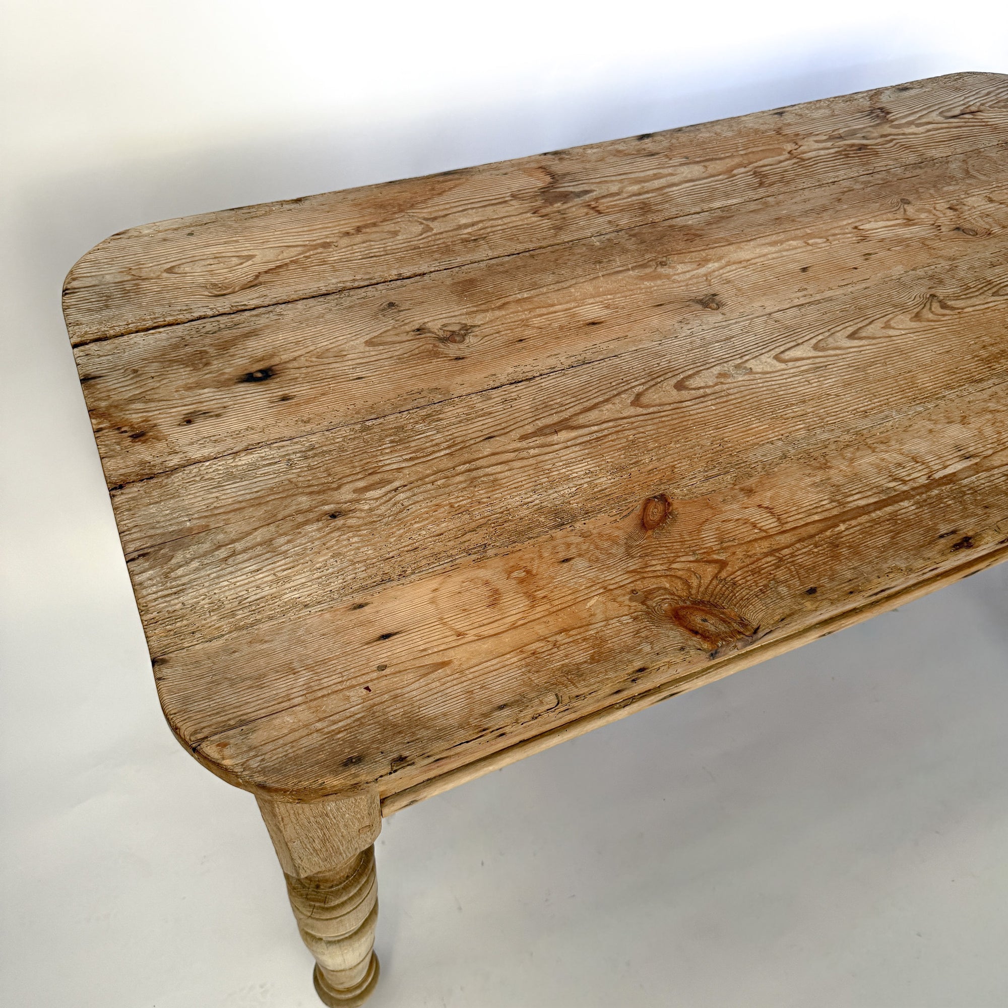 Antique Scrubbed Pine European Console Table + Desk