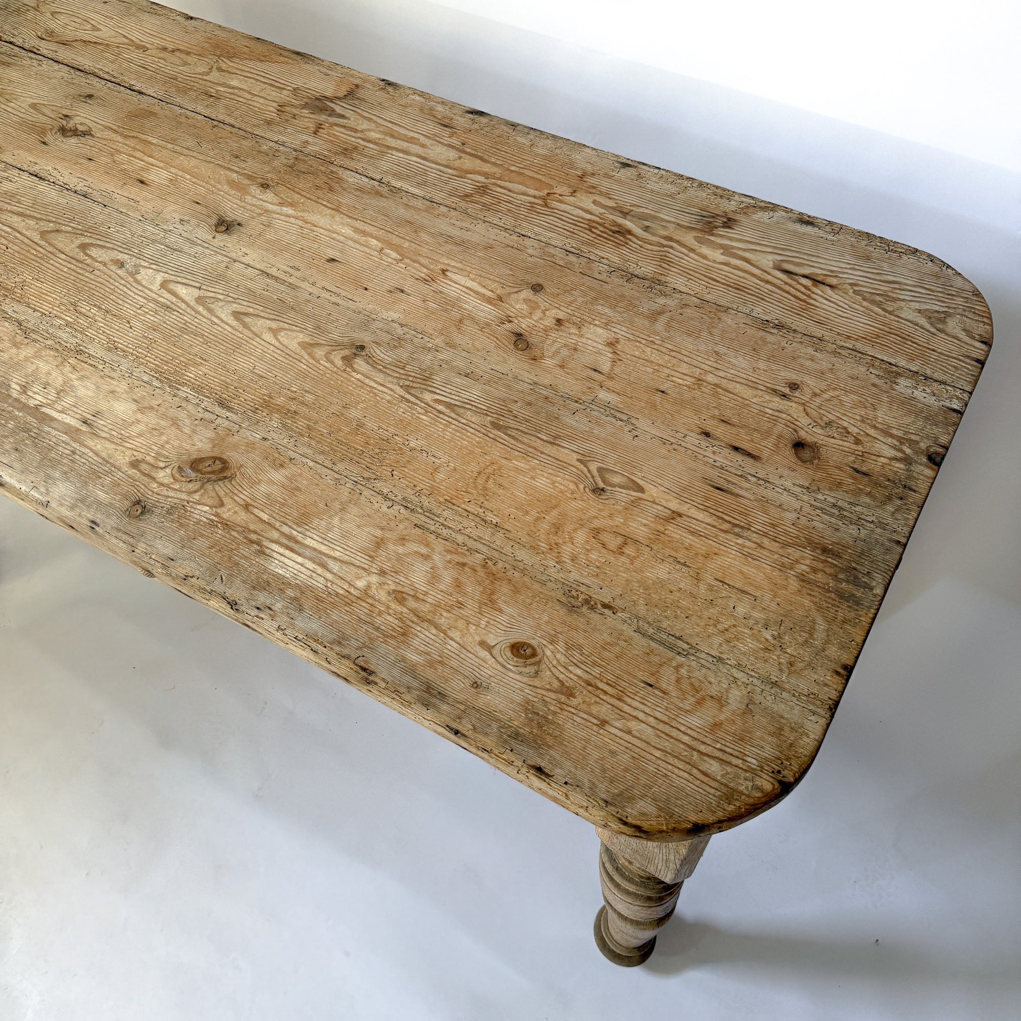 Antique Scrubbed Pine European Console Table + Desk