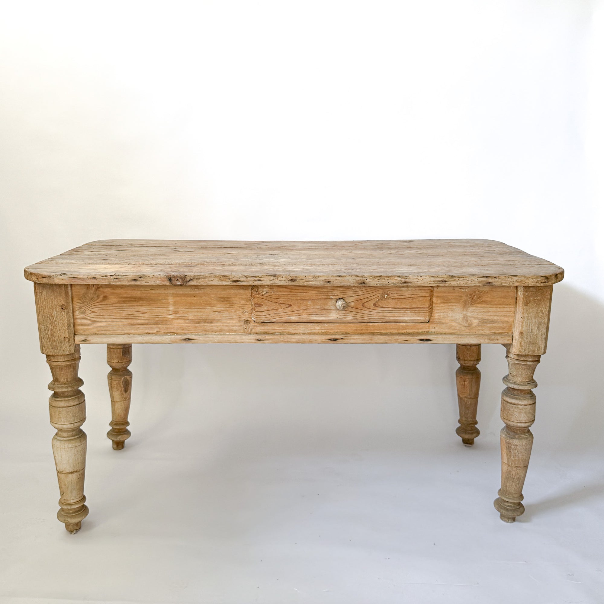 Antique Scrubbed Pine European Console Table + Desk