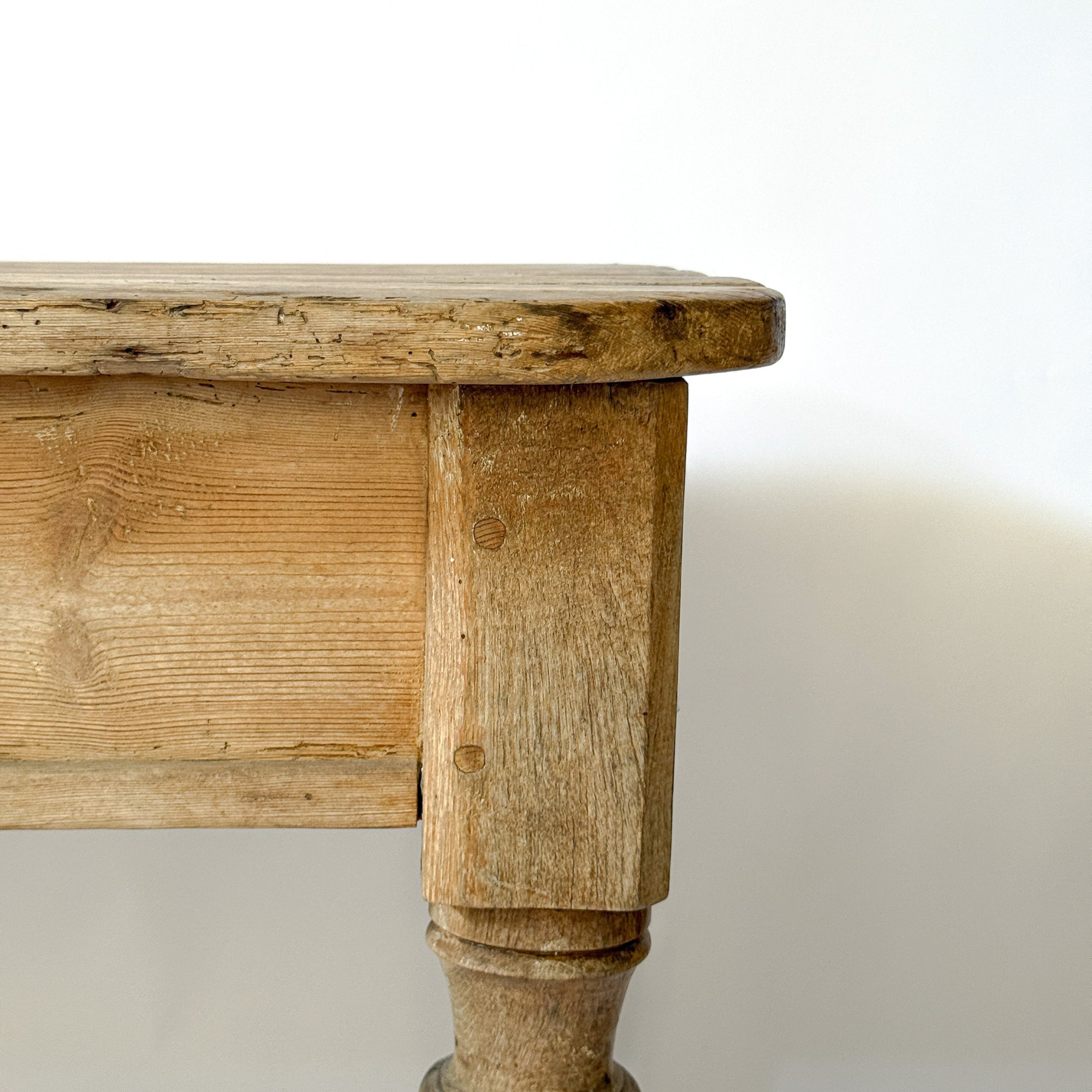 Antique Scrubbed Pine European Console Table + Desk