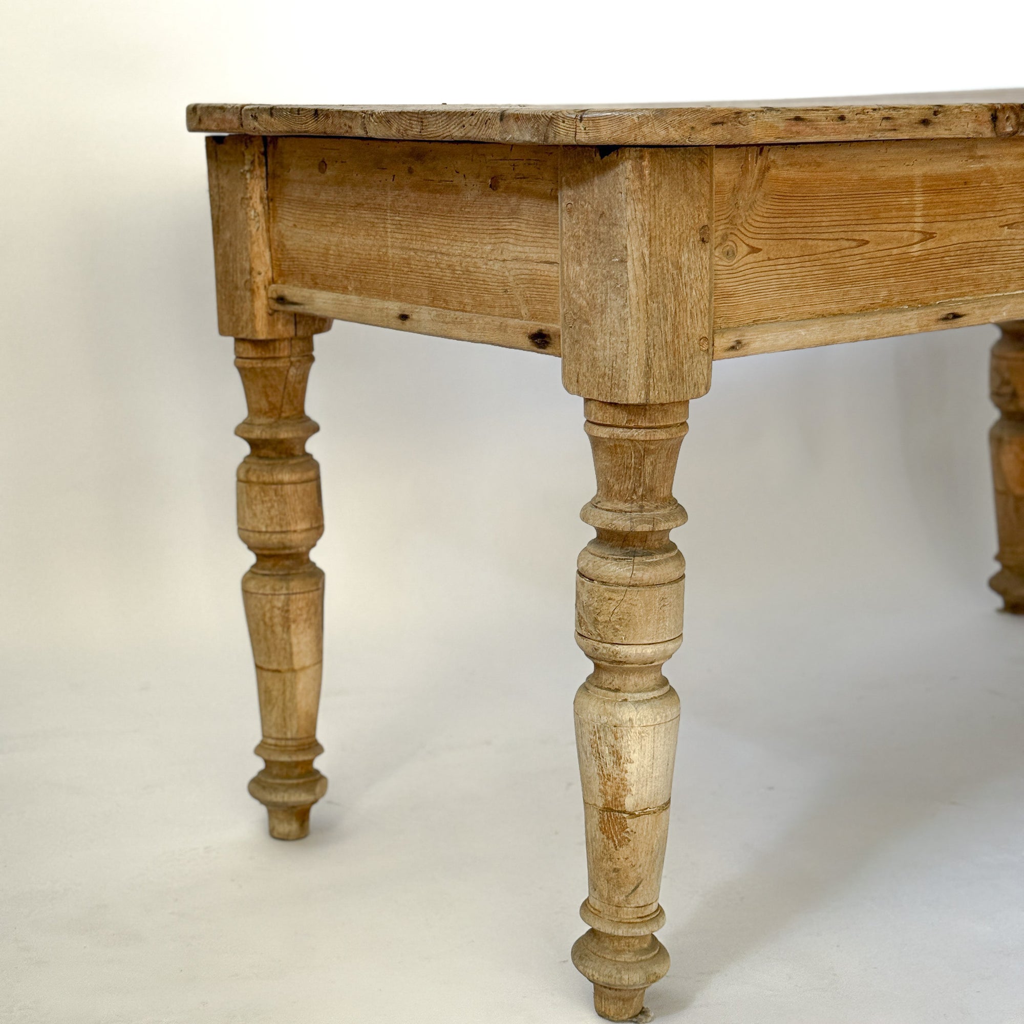 Antique Scrubbed Pine European Console Table + Desk