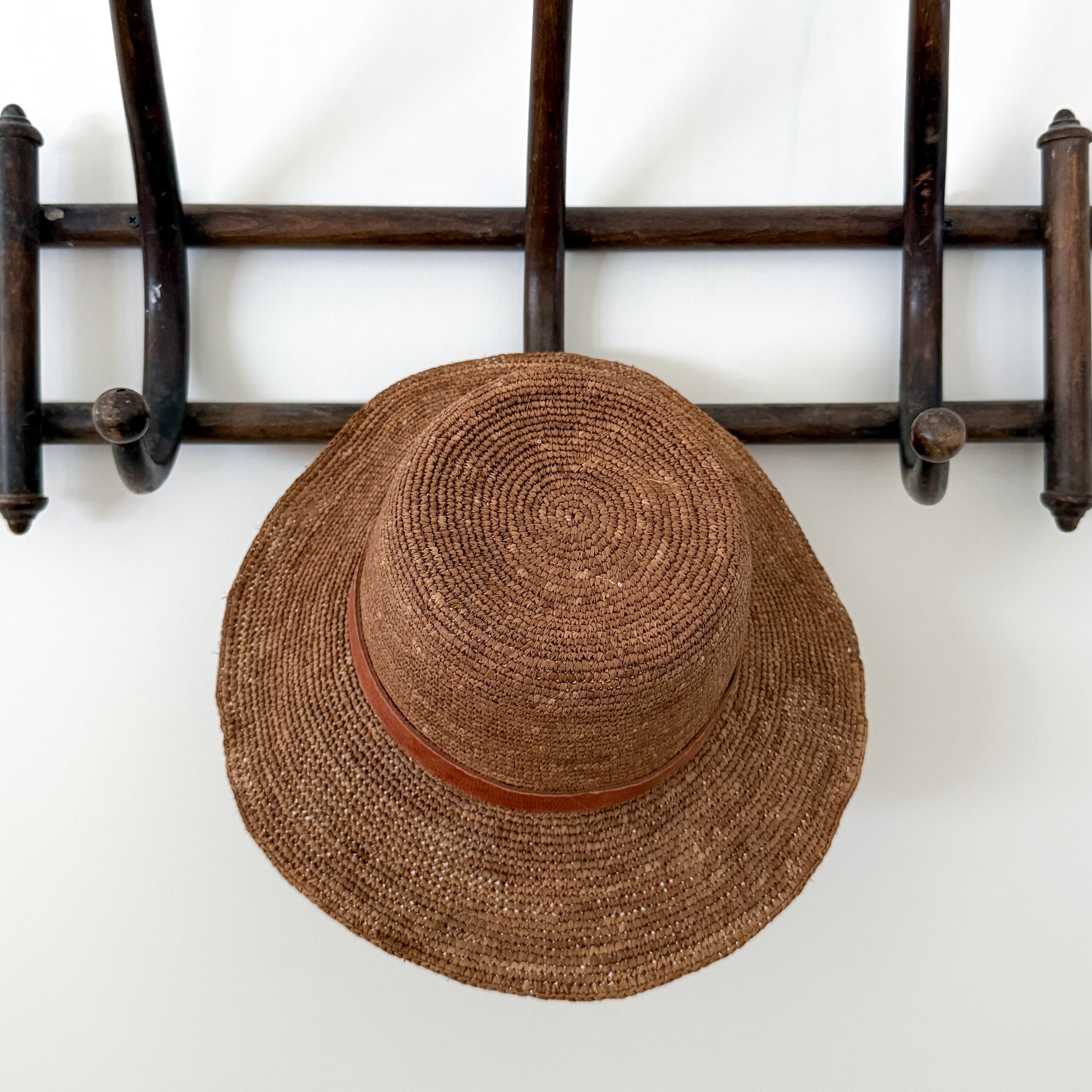 French Market Raffia Sun Hat with Leather Band