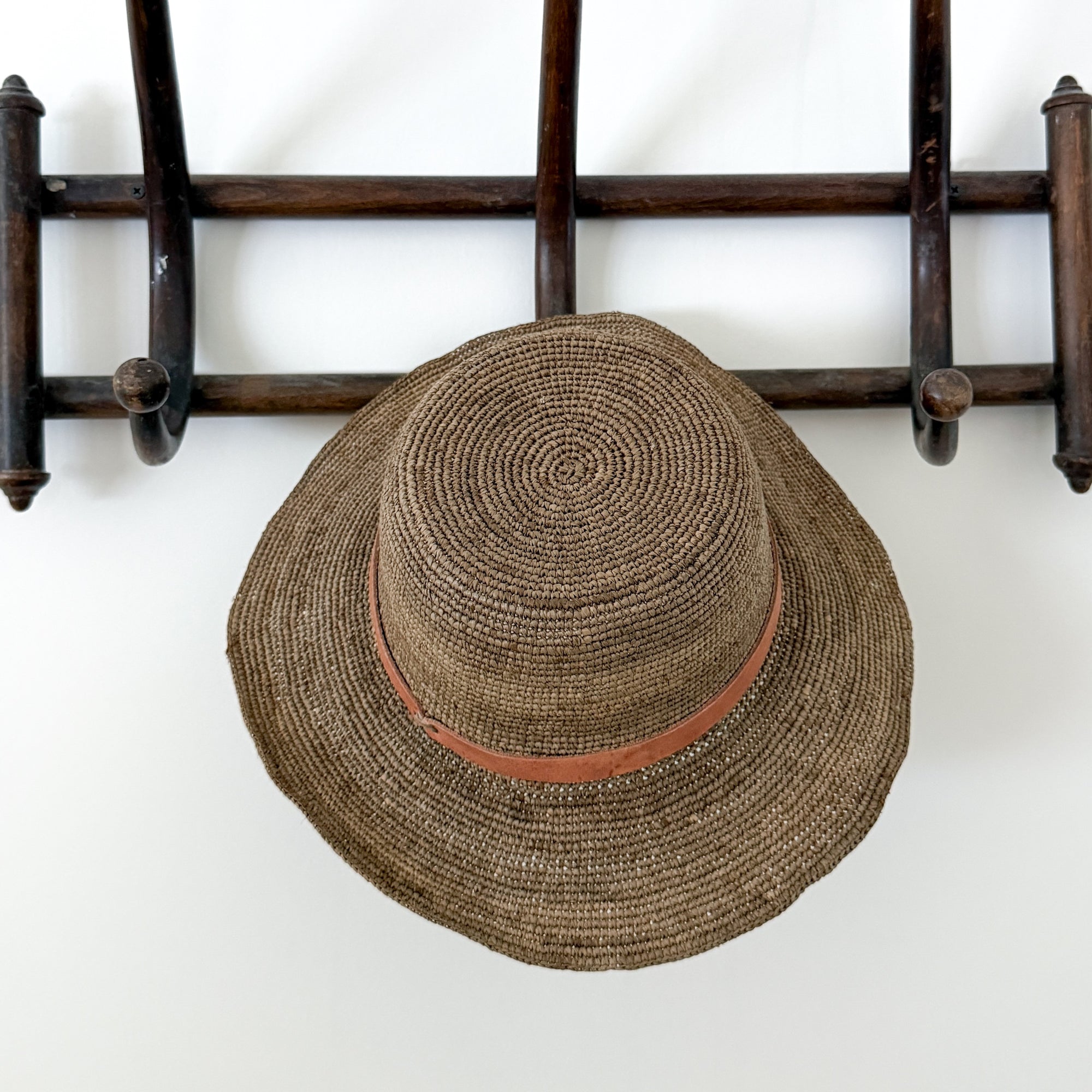 French Market Raffia Sun Hat with Leather Band