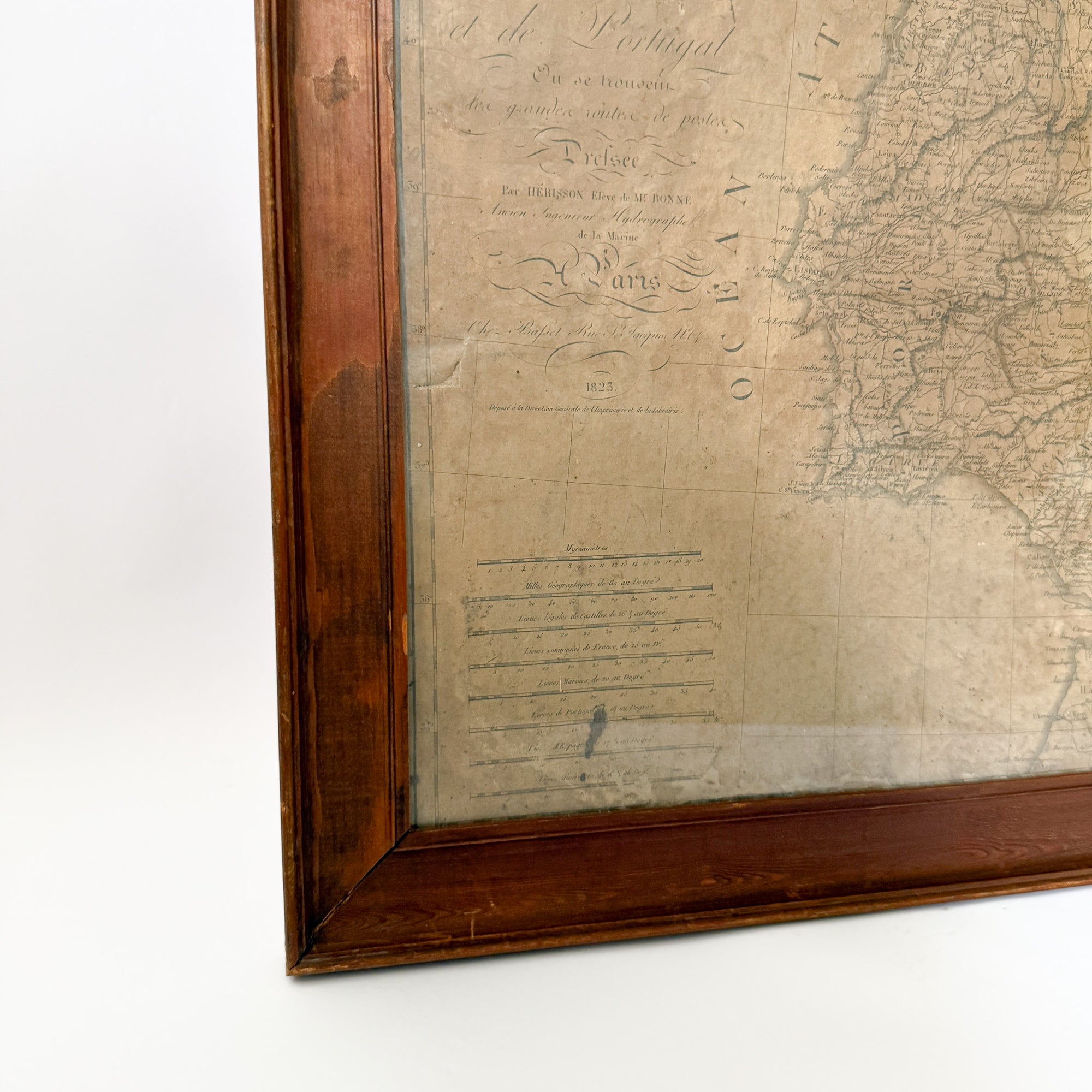 Original 19th Century Framed Vintage Map of Espagne | Circa 1823