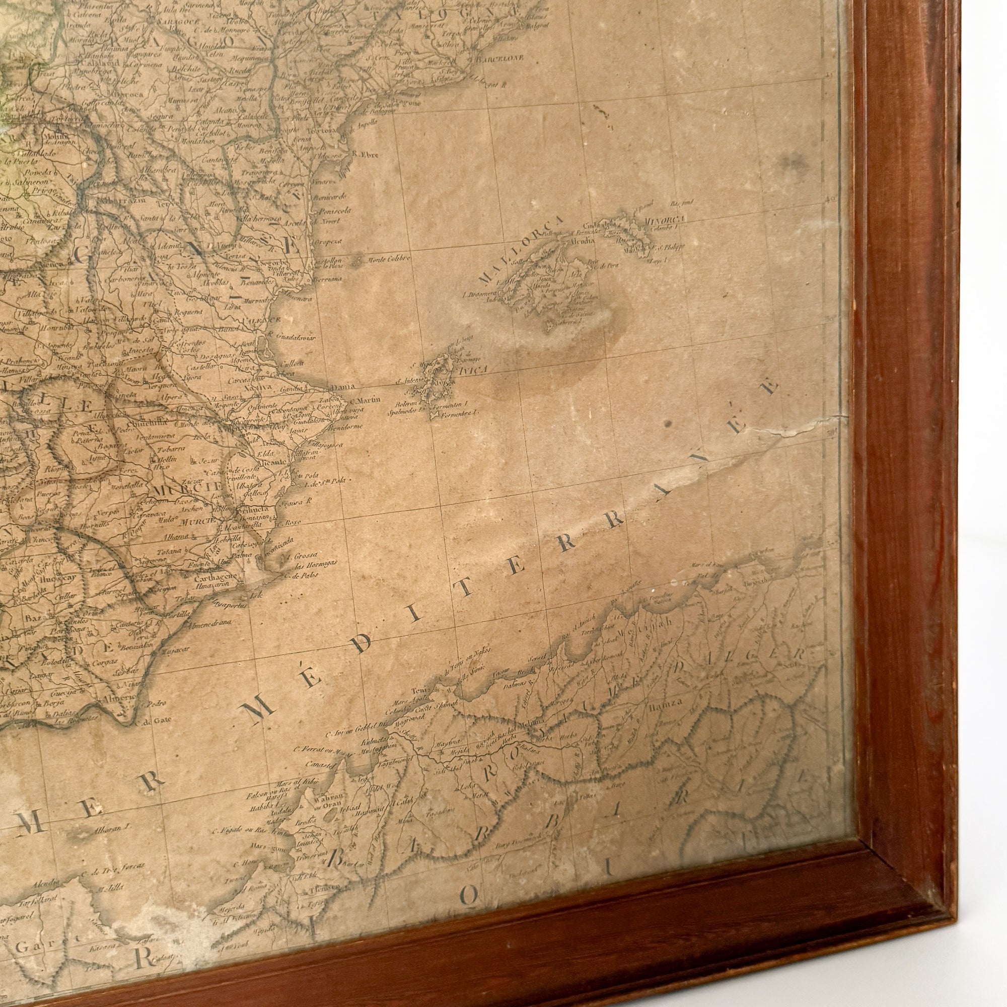 Original 19th Century Framed Vintage Map of Espagne | Circa 1823