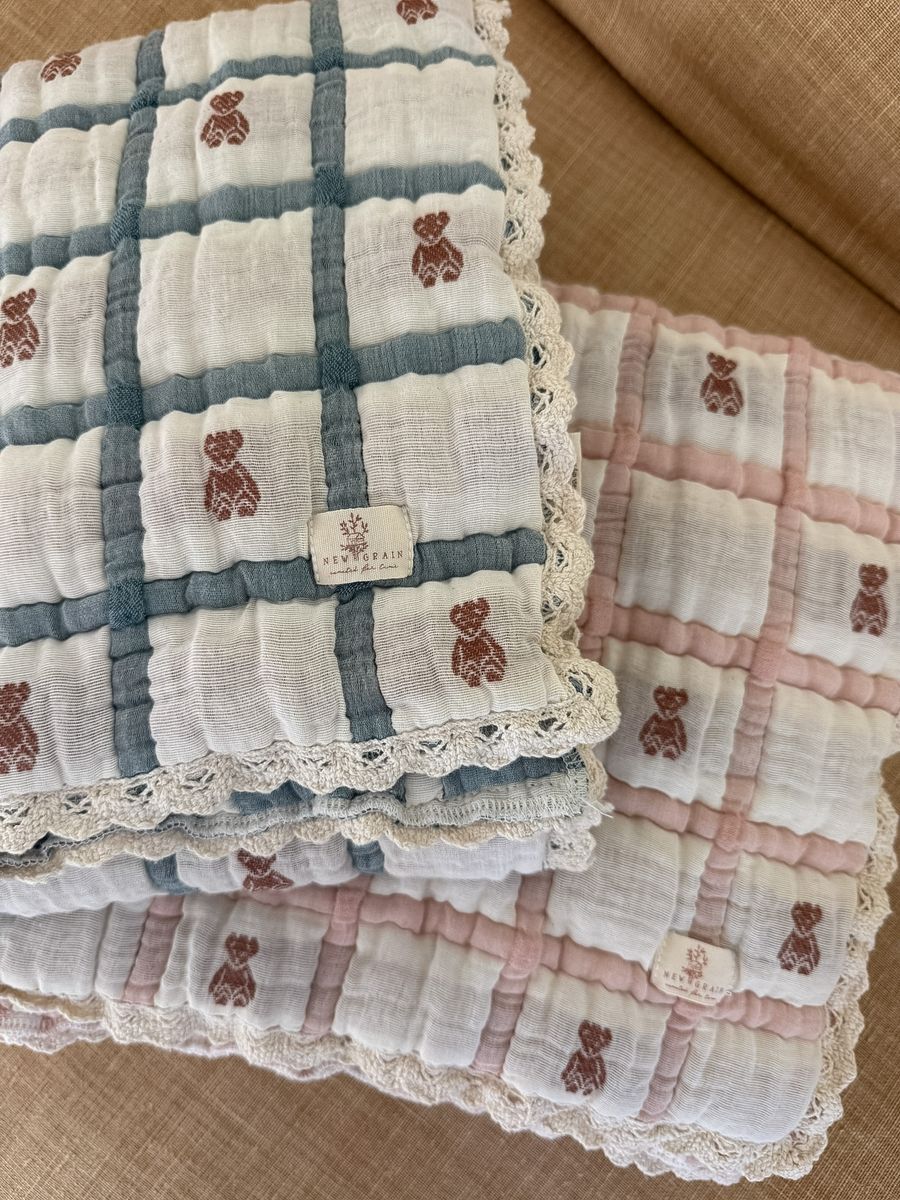 Teddy Bluebell Keepsake Baby Blanket