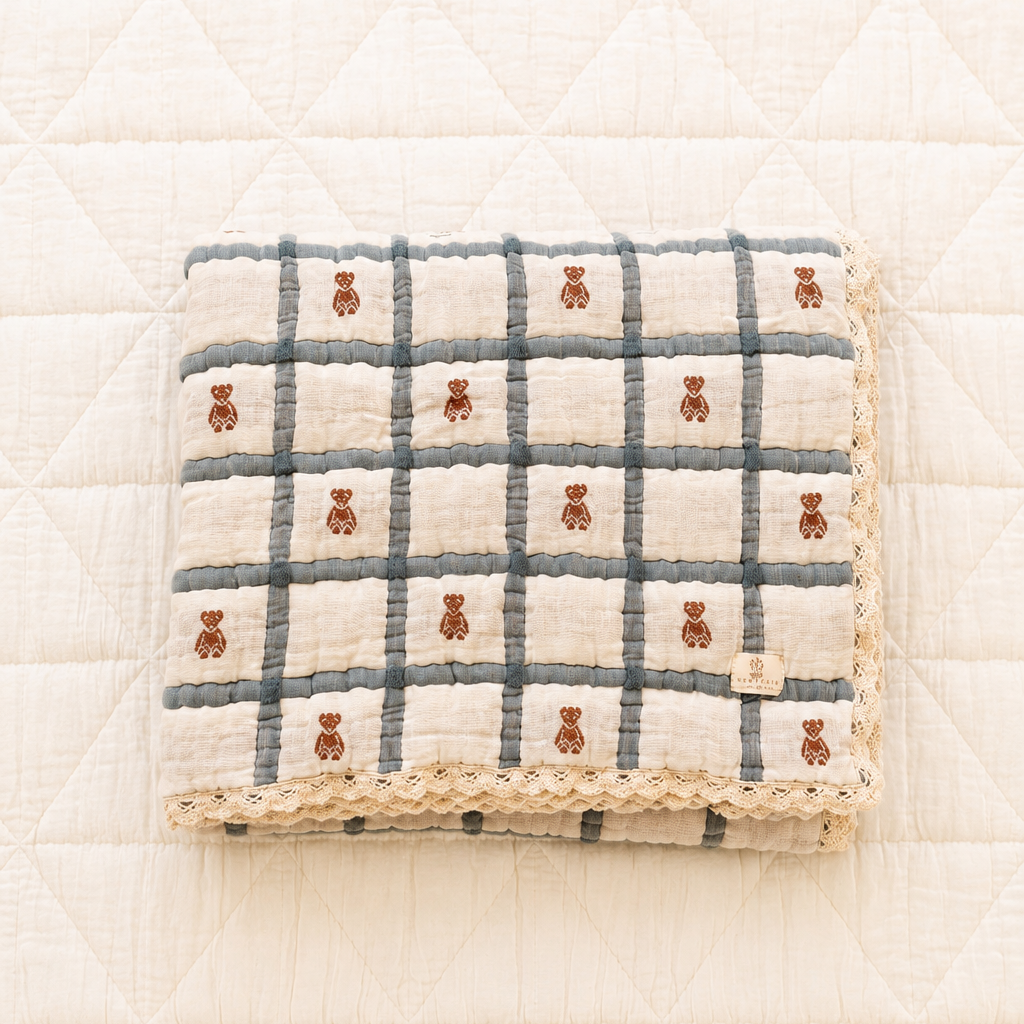 Teddy Bluebell Keepsake Baby Blanket