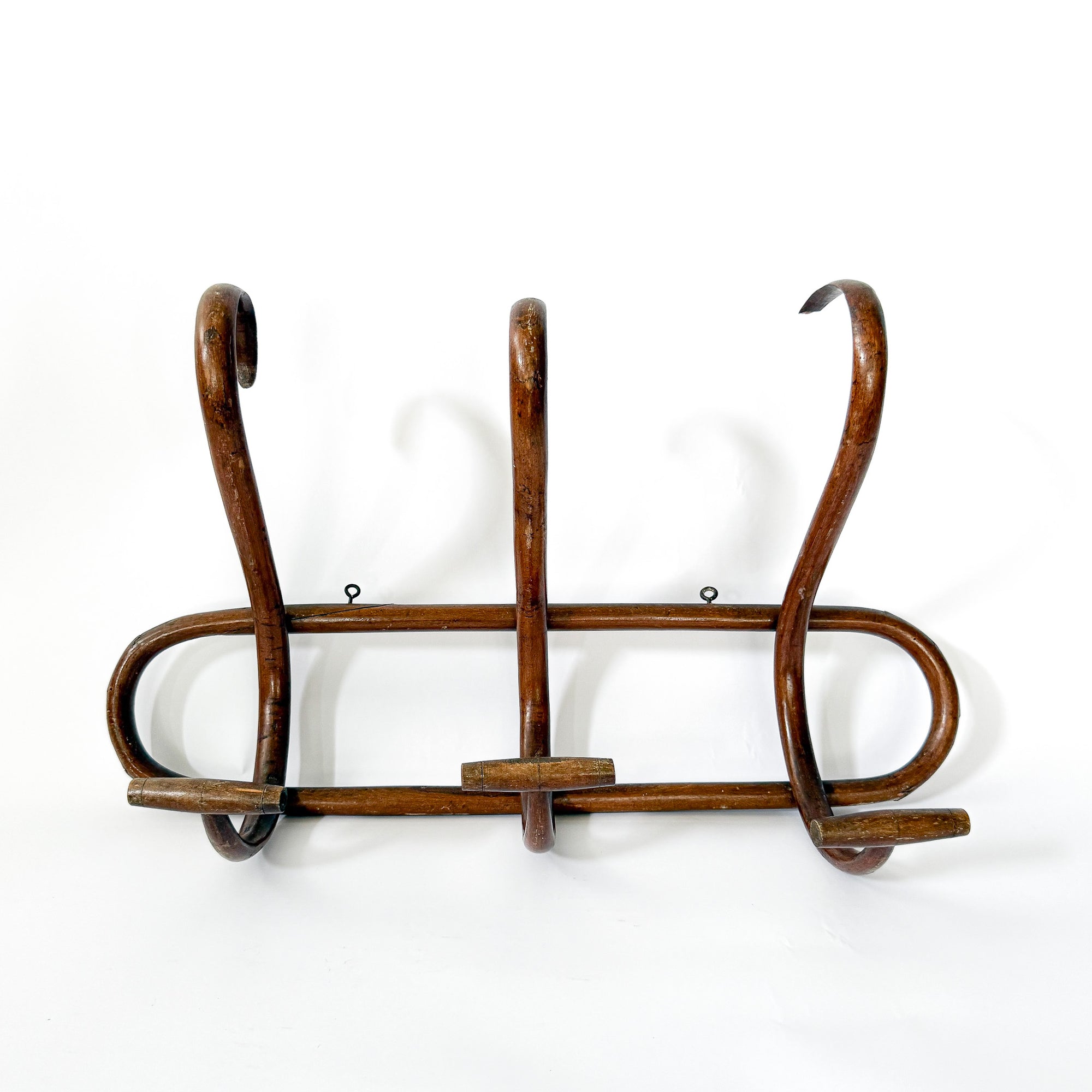 Vintage French Thonet Style Bentwood 3 Hook Coat &amp; Hat Rack