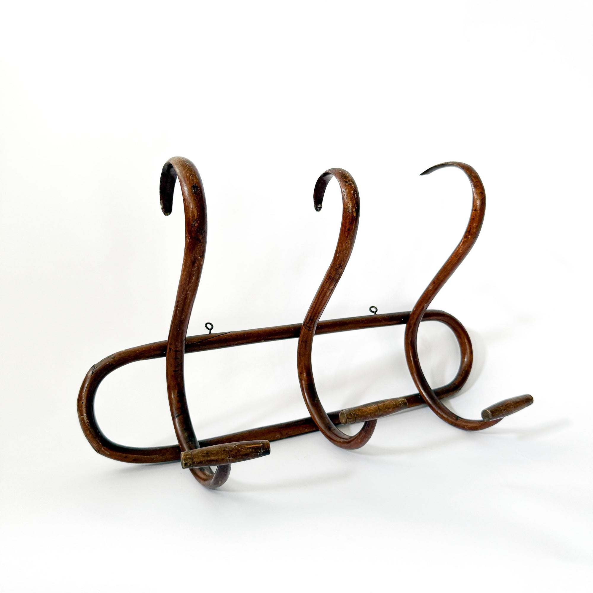 Vintage French Thonet Style Bentwood 3 Hook Coat &amp; Hat Rack