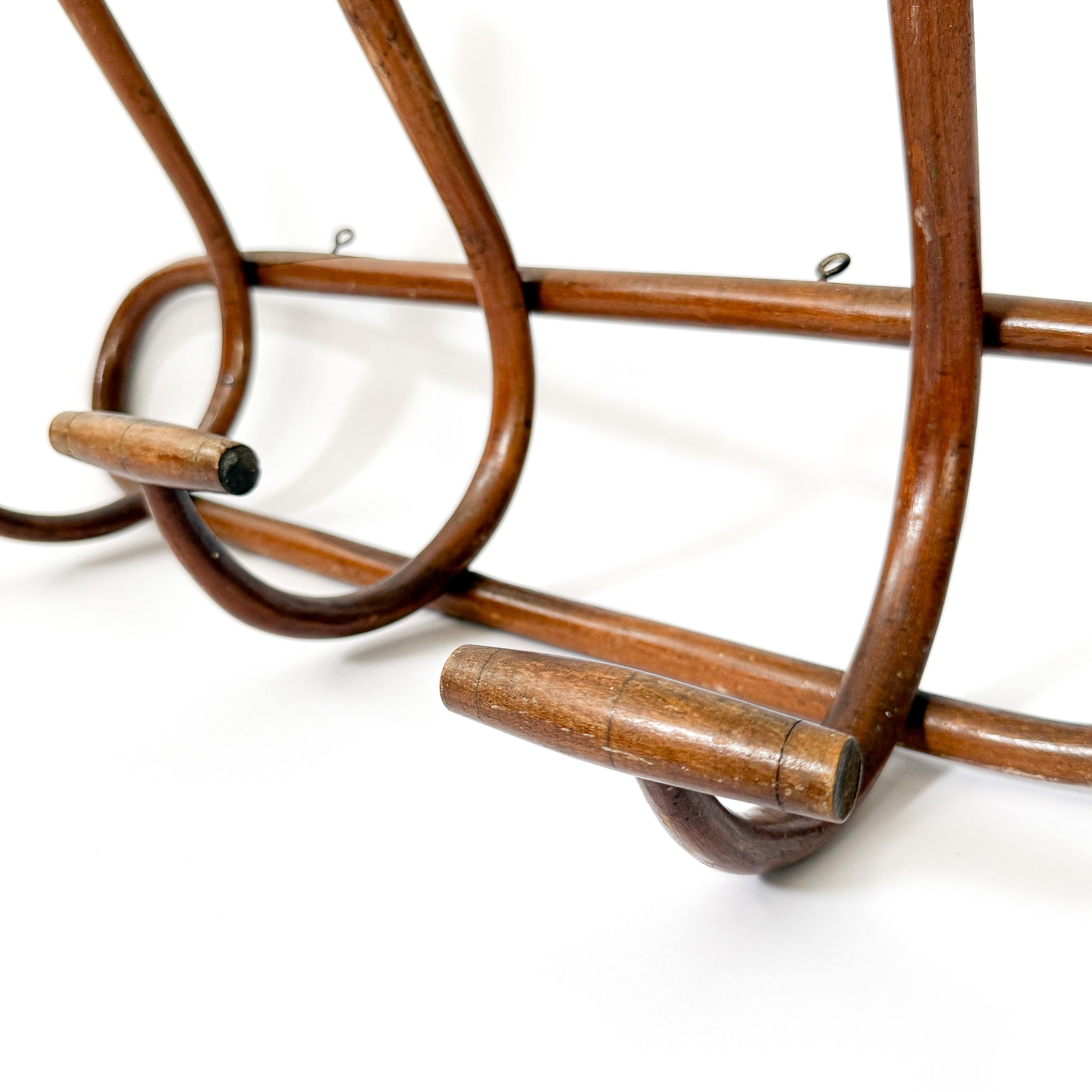 Vintage French Thonet Style Bentwood 3 Hook Coat &amp; Hat Rack