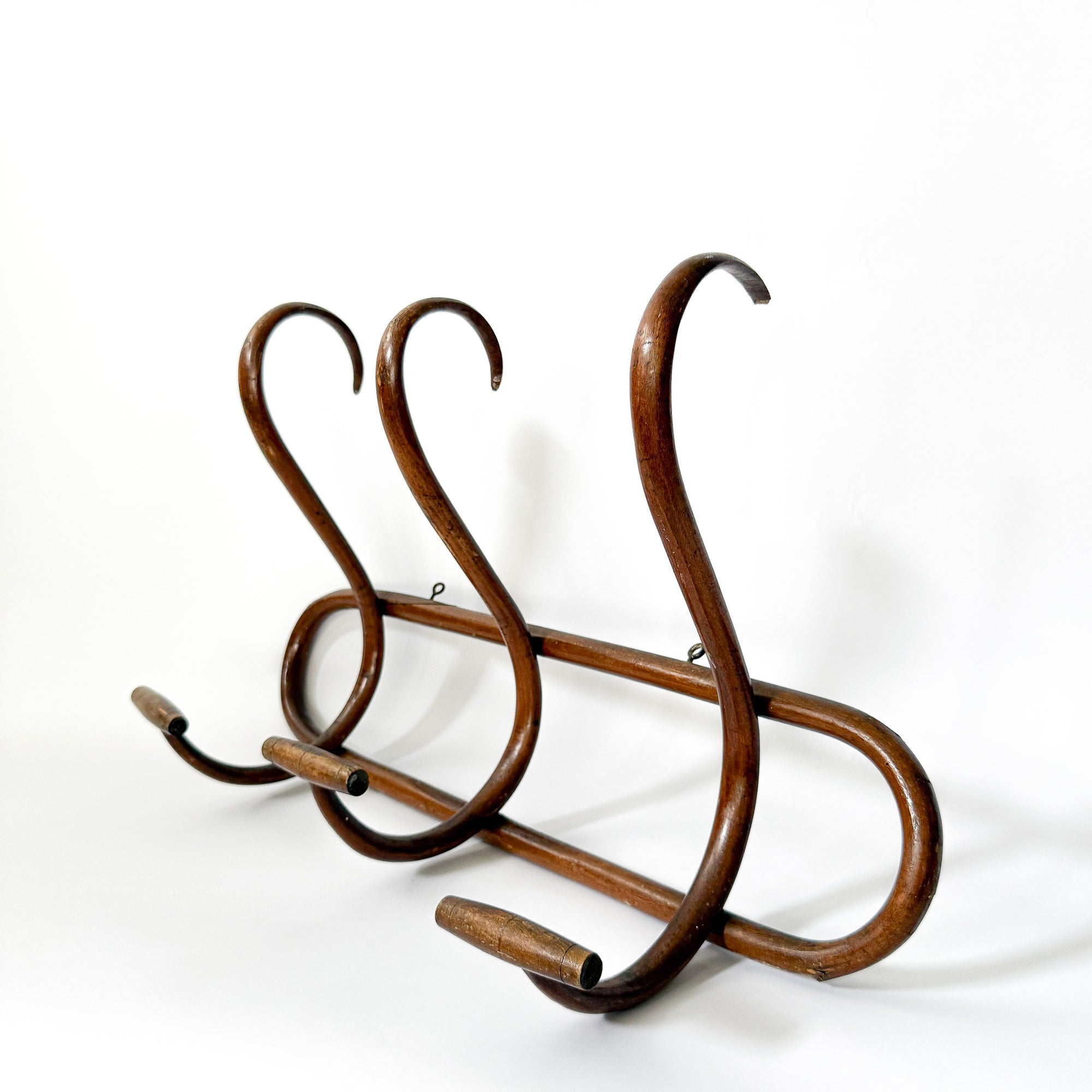 Vintage French Thonet Style Bentwood 3 Hook Coat &amp; Hat Rack