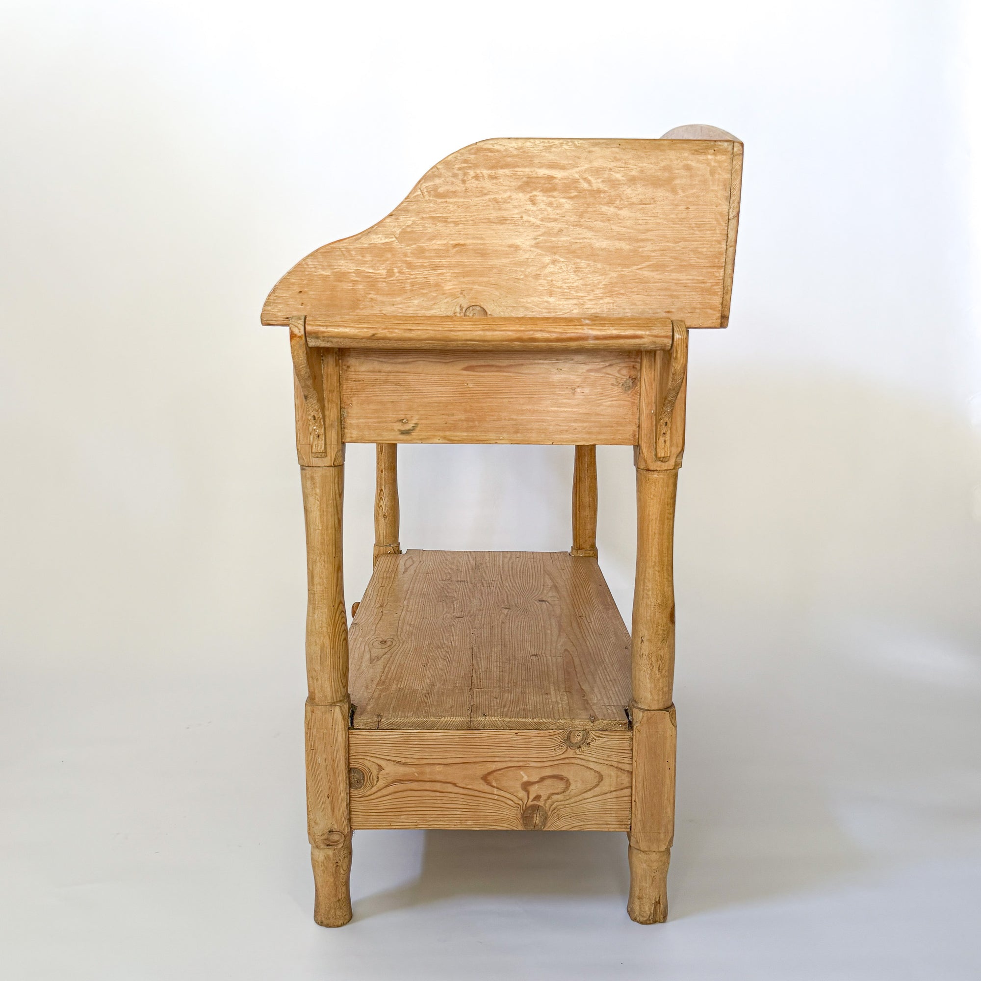 Antique Scrubbed Pine Farmhouse Wash Stand with Storage Drawers