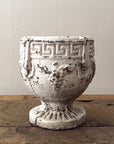 Vintage Weathered White Cast Stone Copa Planter