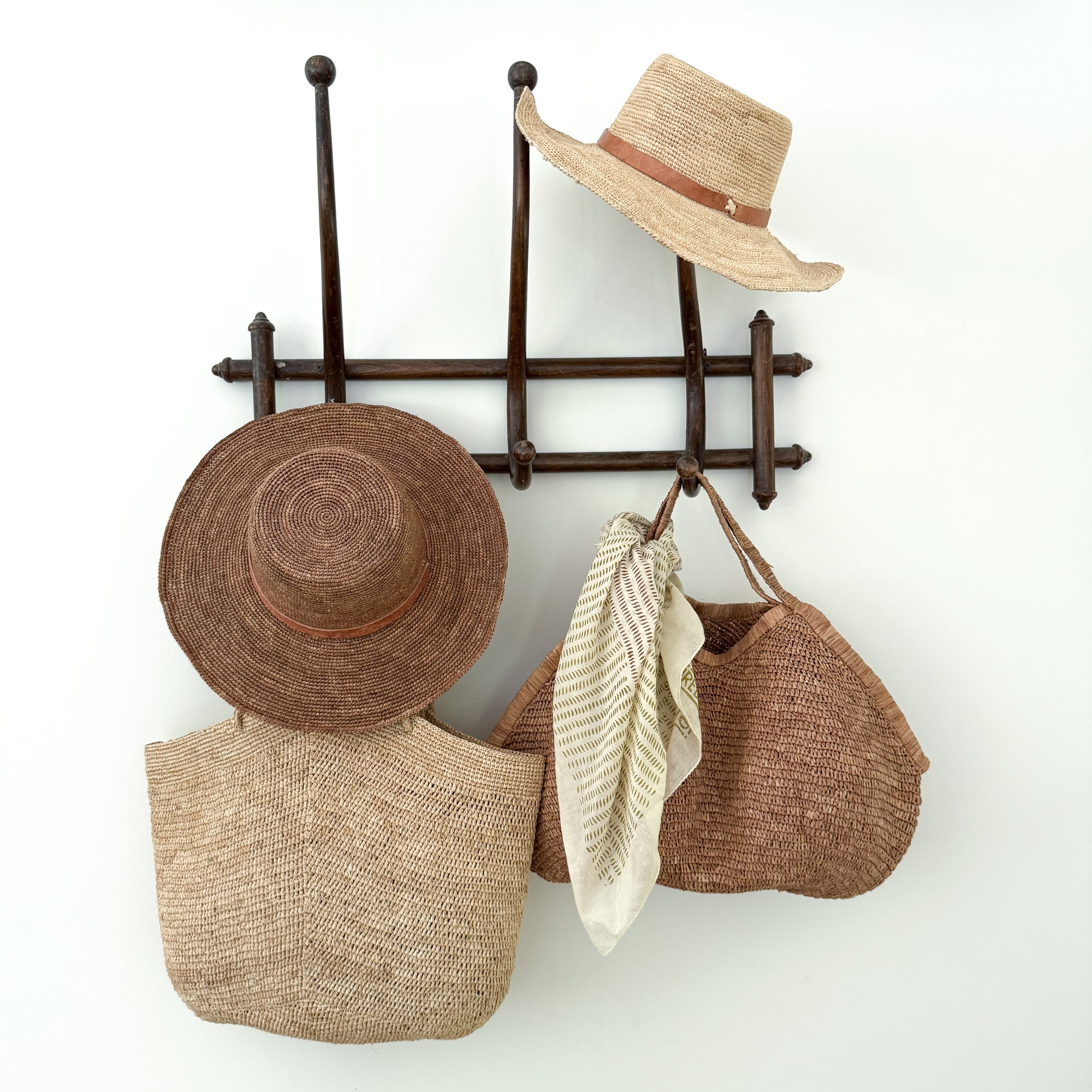 French Market Raffia Sun Hat with Leather Band