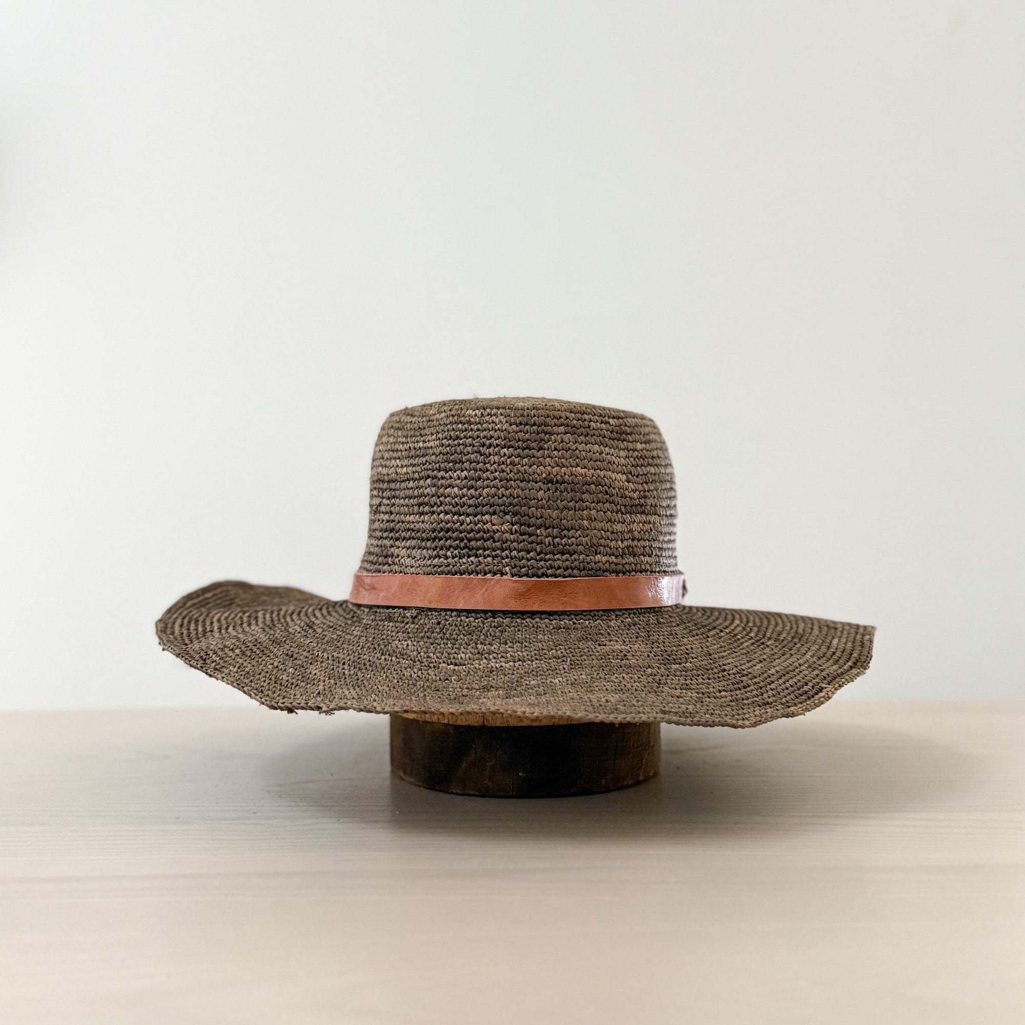 French Market Raffia Sun Hat with Leather Band