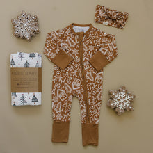 Load image into Gallery viewer, Gingerbread | Bamboo Zipper Footed Pajamas
