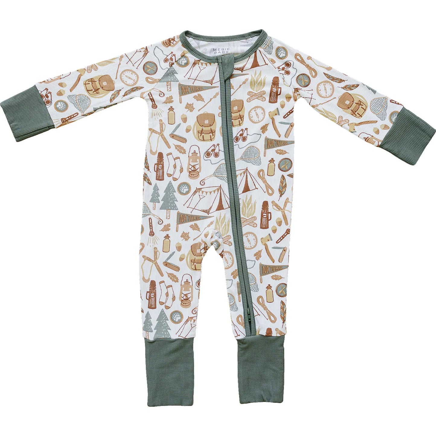 Ribbed Zipper Footed Pajamas | Camping