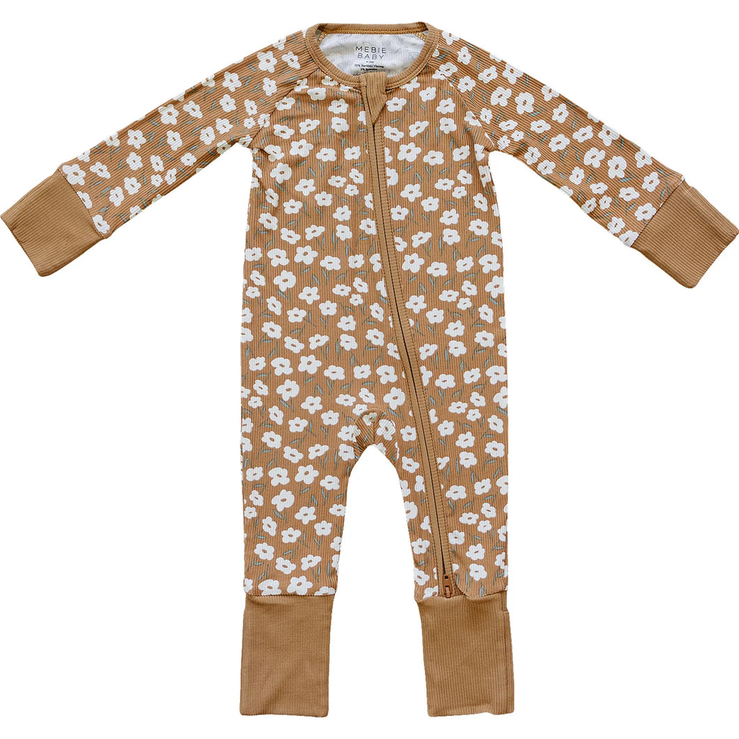 Ribbed Zipper Footed Pajamas | Spiced Blossoms